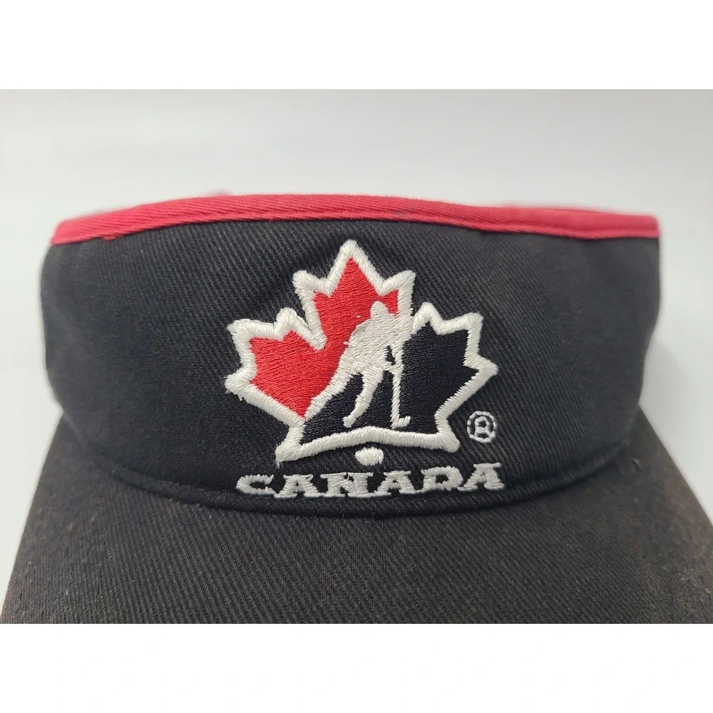 Vintage Canada National Hockey Team Nike Sun Golf Visor Adjustable Hat Cap Black